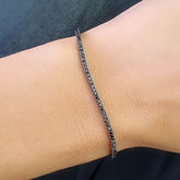 Sterling Silver Mini Black Tennis Bracelet